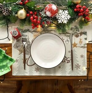 Festive Christmas Pine & Branches Table Placemats. New